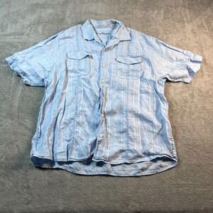 Tommy Bahama Shirt Men's XL Blue 100% Linen Button Down Beach Summer Boho Island